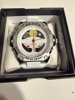 Activa X Invicta Digital Men's Watch - Dual Time-55mm, White